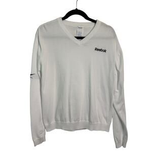 Reebok V Neck Knit Sweater Womens Golf Tennis Top Sz Med Preppy Top Tenniscore